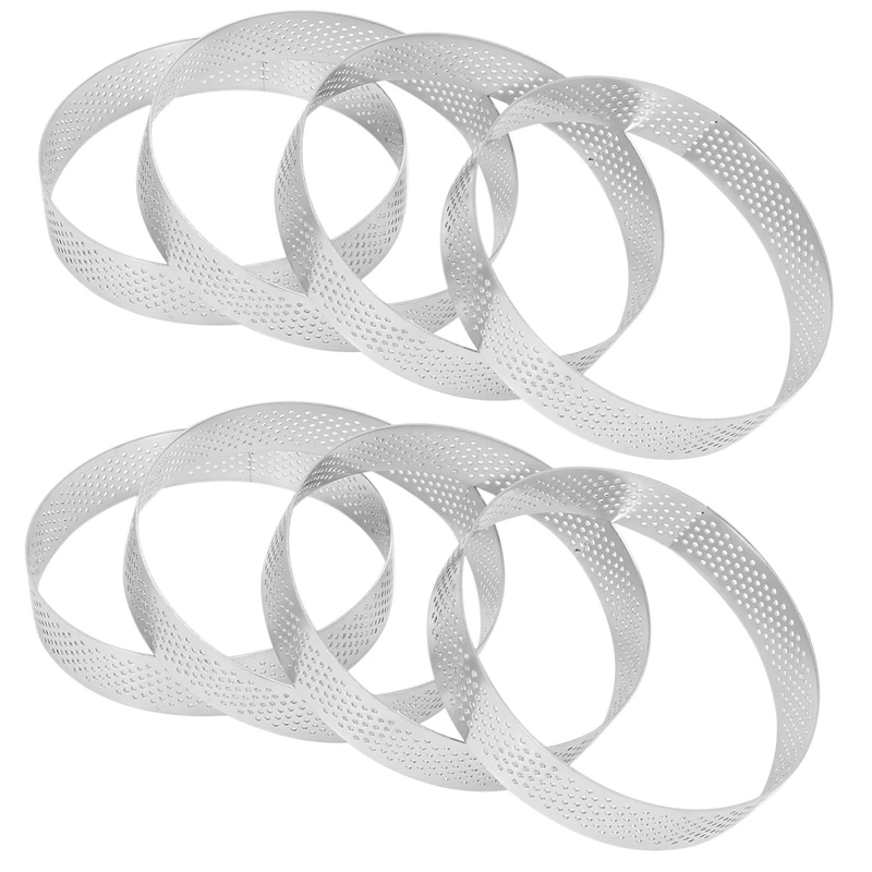 8 Stuks Ronde Poreuze Taart Ring Bodem Toren Taart Taart Vorm Bakgereedschap Geperforeerde Cake Mousse Ring,10Cm Cnim Heet