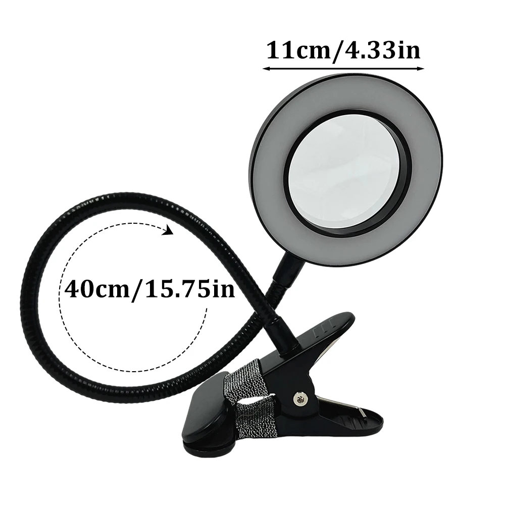 Lupa Led tipo Clip, luz de belleza de uñas, luz fría USB, equipo antideslizante, abrazadera de vidrio, lámpara de escritorio portátil