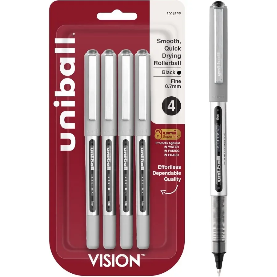 

4-Pack Fine Point Rollerball Pens - Ultra-Smooth Writing for Office, School, and Note Taking