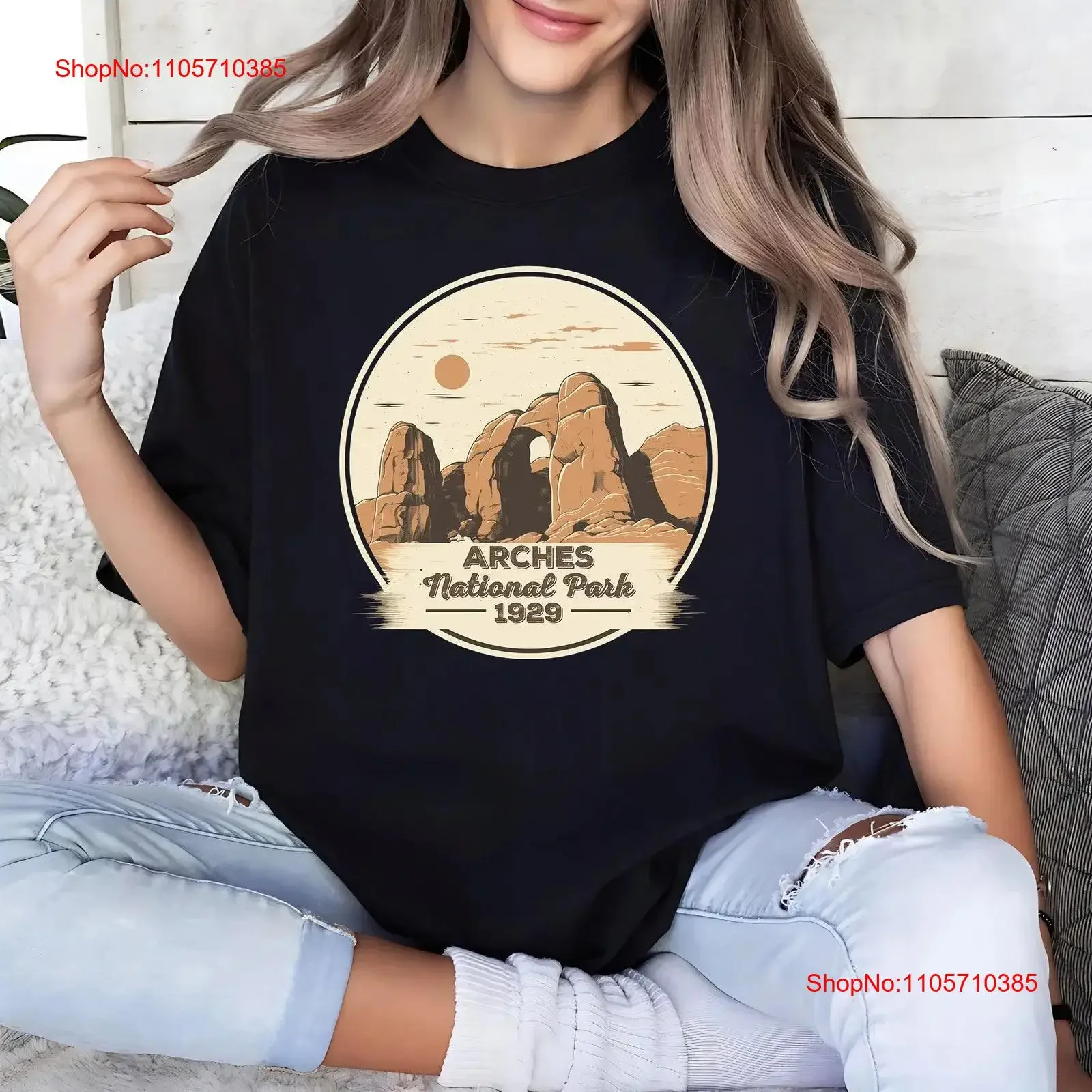 Arches National Park T Shirt Parks Nature Vacation Adventure vintage Washed Slightly Breathable Top For Everyday Wear