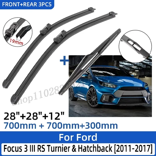 Imagen 1 del producto Para Ford Focus 3 III RS Turnier & Hatchback 2011-2017 28 ""+ 28"" + 12 ""escobillas de limpiaparabrisas delanteras y traseras ventana de parabrisas