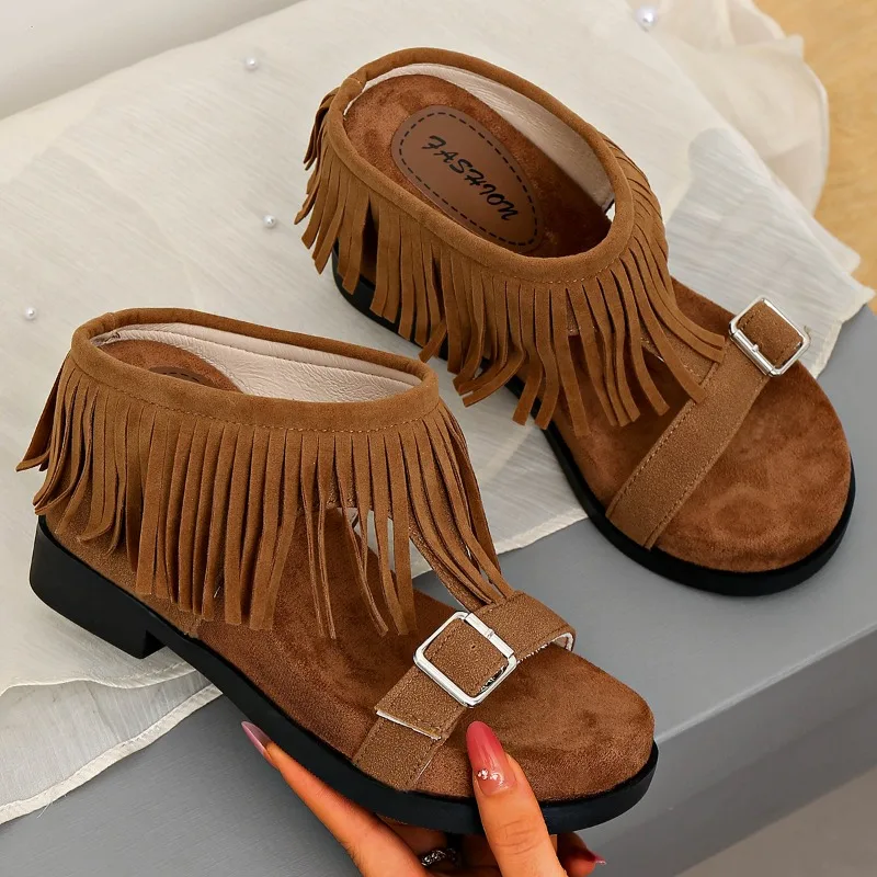 Sandals Women 2026 Summer Platform Small Slipper Slippers Heightened Tassel Wedge Retro