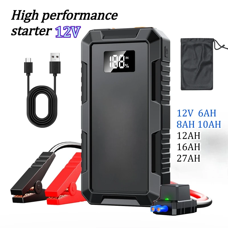 

Портативное пусковое устройство для автомобиля 6-27 Ач, 12 В, с большой емкостью, для запуска и спасения, аккумуляторный блок