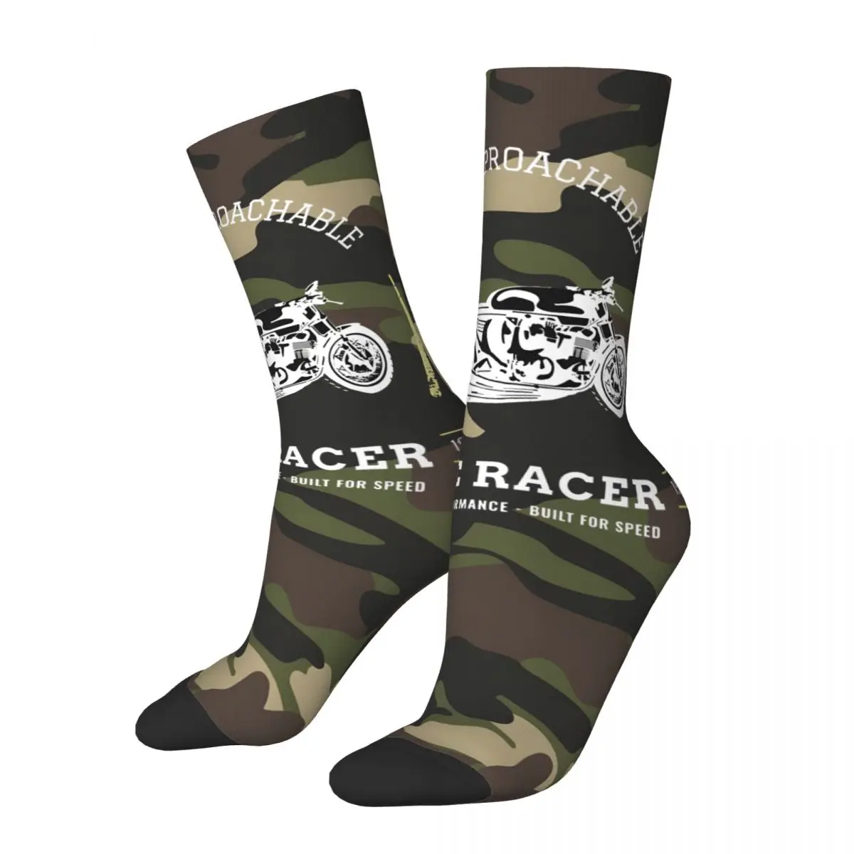 

Biker Design Men's Socks Retro Harajuku Cafe Racer Street Style Novelty Seamless Crew Sock