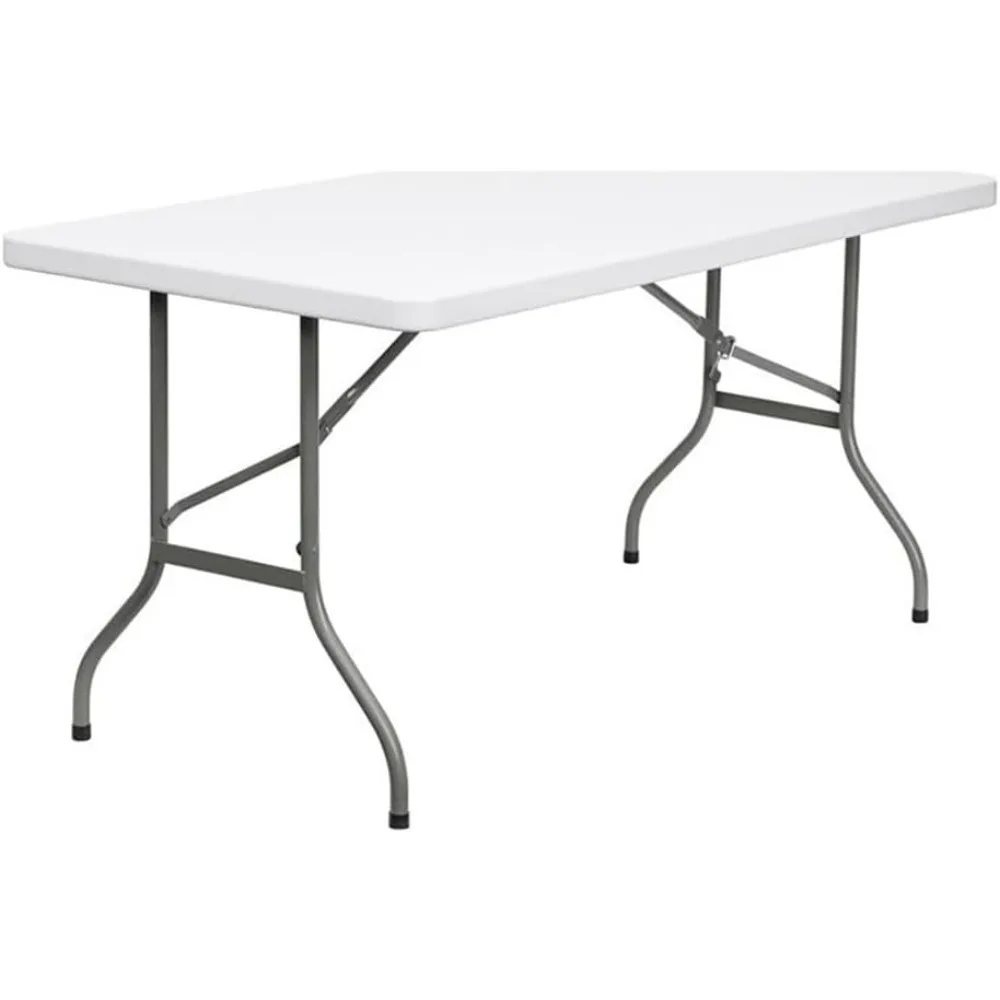 Plastic/Metal Blow Molded Folding Table In Granite White