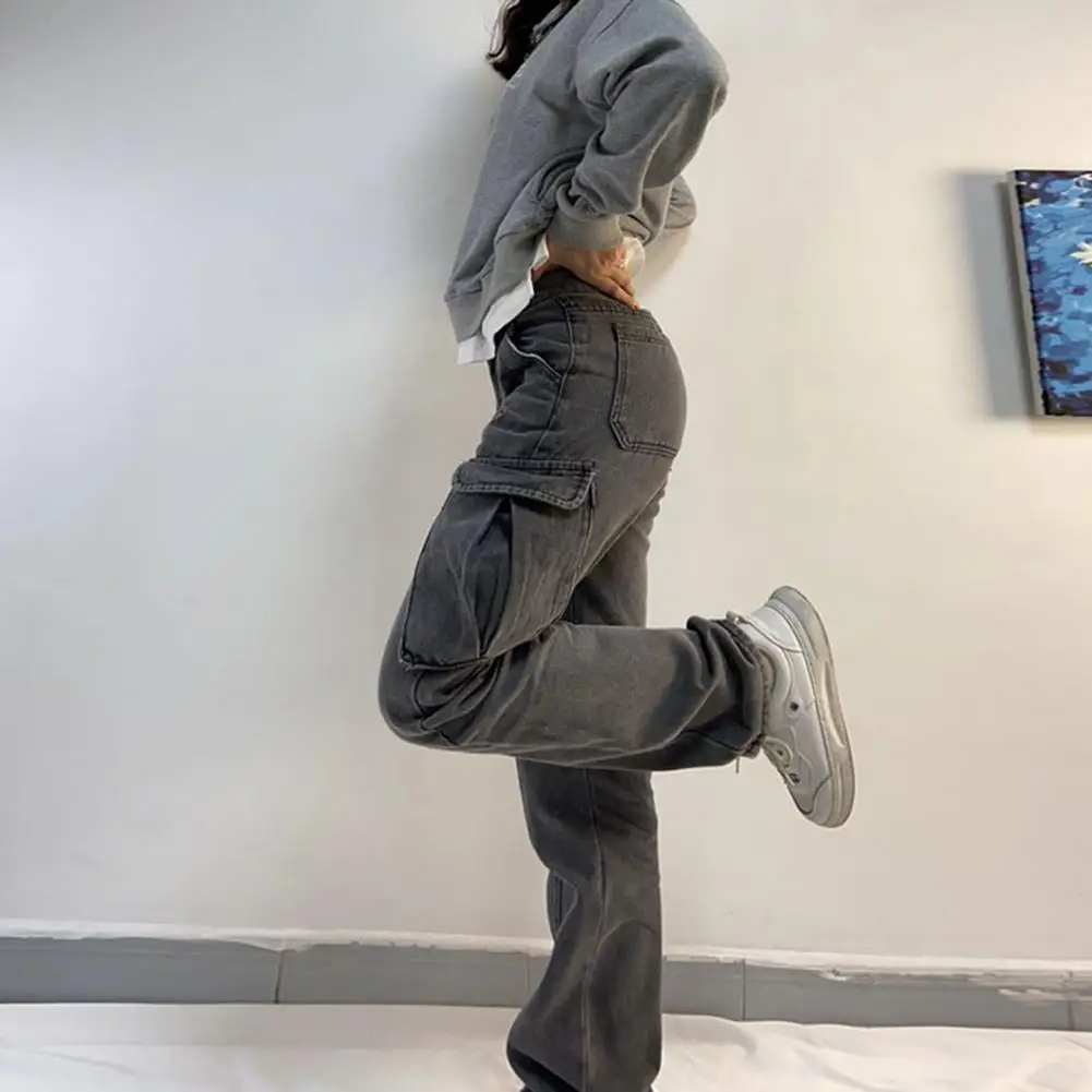 Women Jeans Solid Color Loose Deep Crotch Young Women Pants for Summer
