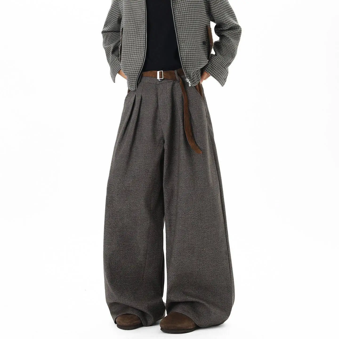 

Summer Men's Loose Wide Leg Pants 300 Pounds High Waist Casual Long Trousers Draping Sensation Pure Color Comfortable Breathable
