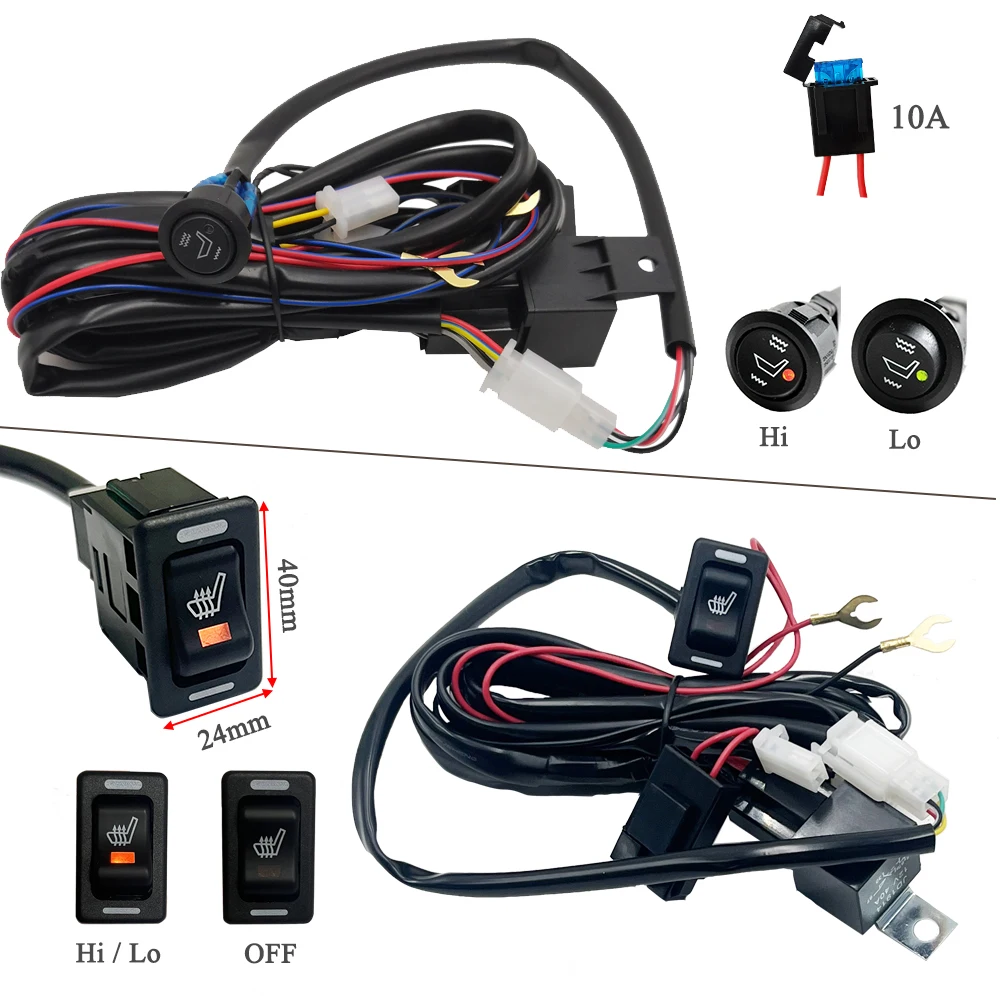 Universal Built-in Car Seat Heater Kit Fit 2 Seats 12V 100W Alloy Wire Heating Pad With Ventilation Hole 2 Levels Control Switch