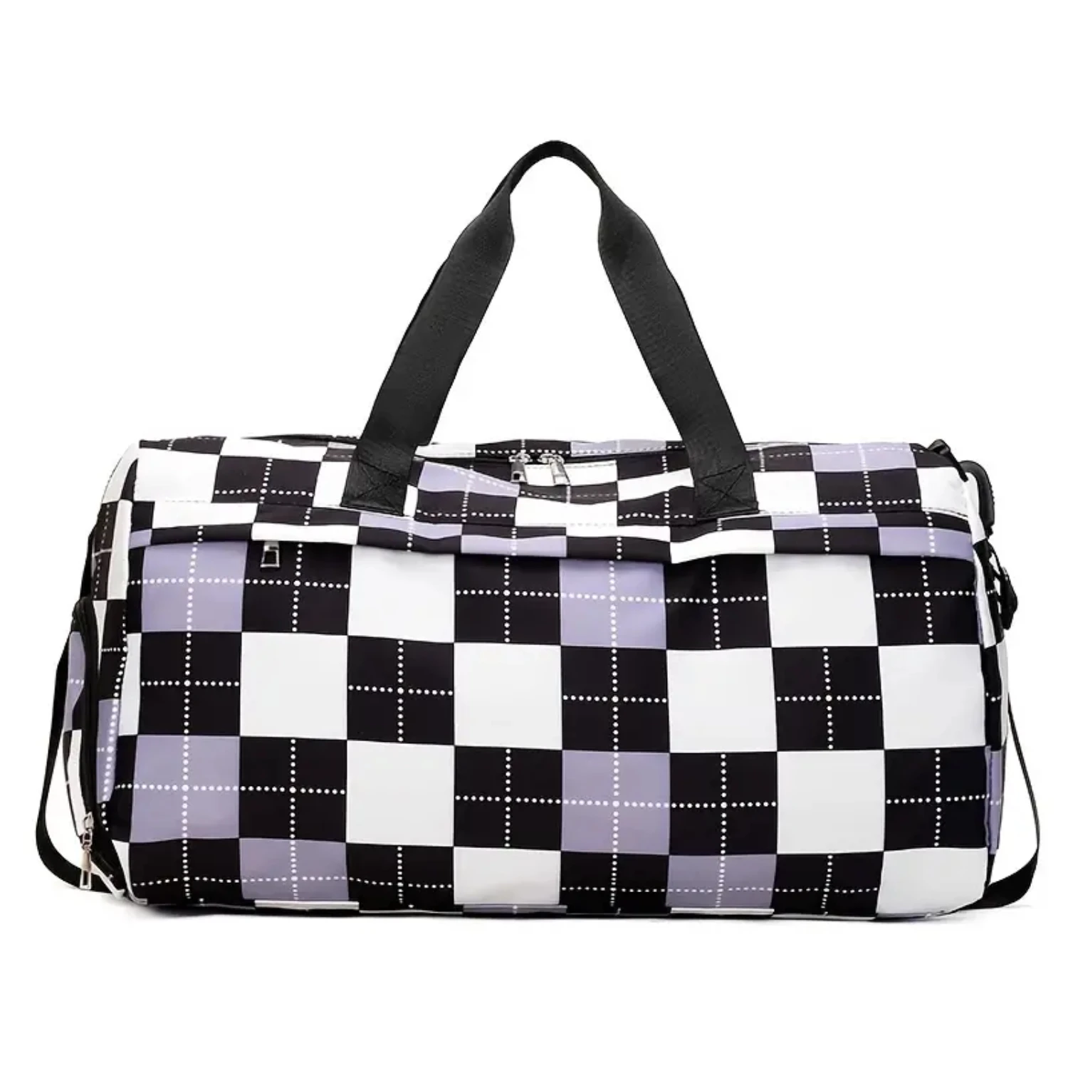 Plaid Pattern Duffel Bag, Double Handle Zipper Travel Storage Bag Sports Fitness Gym Bag