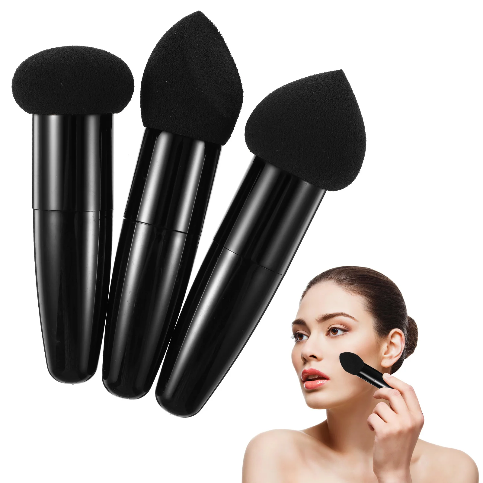 

3Pcs Makeup Pen Set Heart Shaped Puff Wet Dry Beauty Makeup Pens Portable Tools for Foundation Blush Concealer