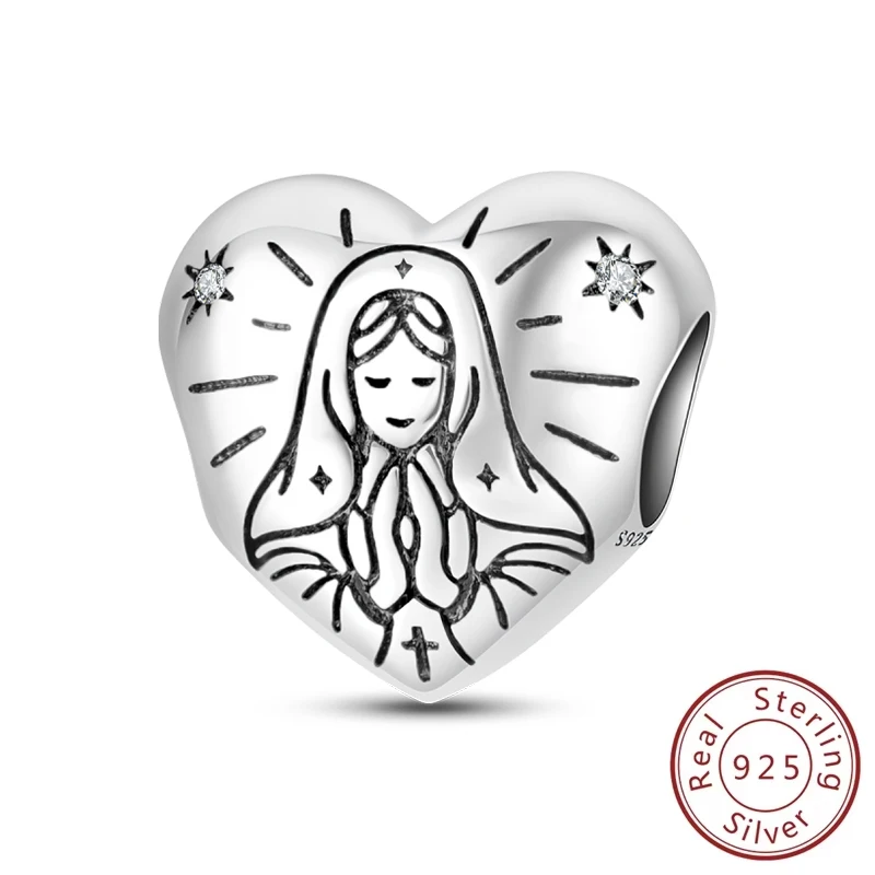 

Original Charms 925 Sterling Silver Prayer Virgin Mary Charms Beads Fit Necklace Bracelet Accessory DIY Jewelry For Women Gift