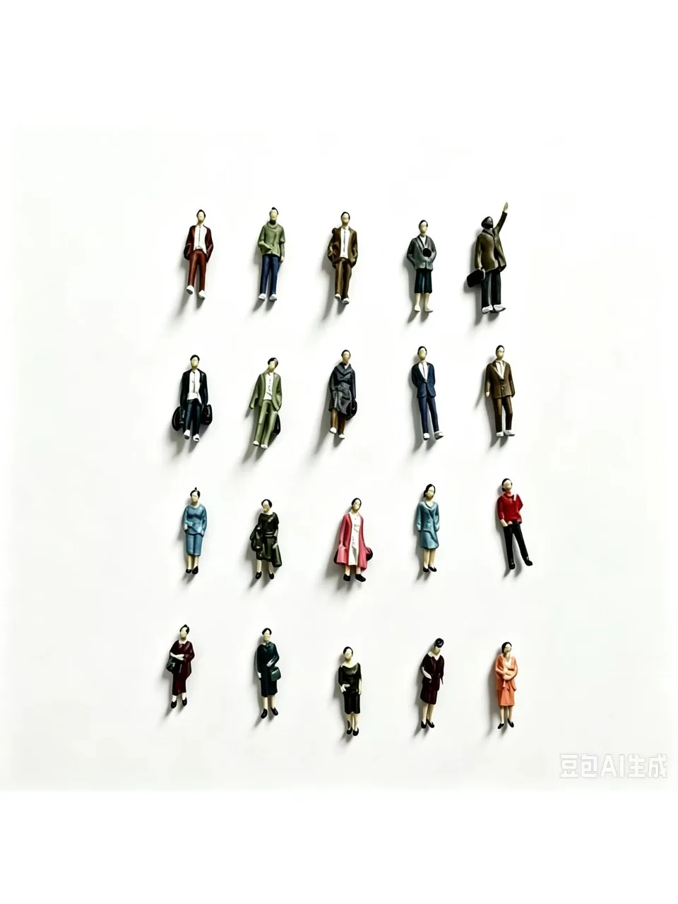 20PCS 1/87 Miniature People Business Casual Dress Men Women Standing Sitting for Diorama Train Park Street Station Scenes
