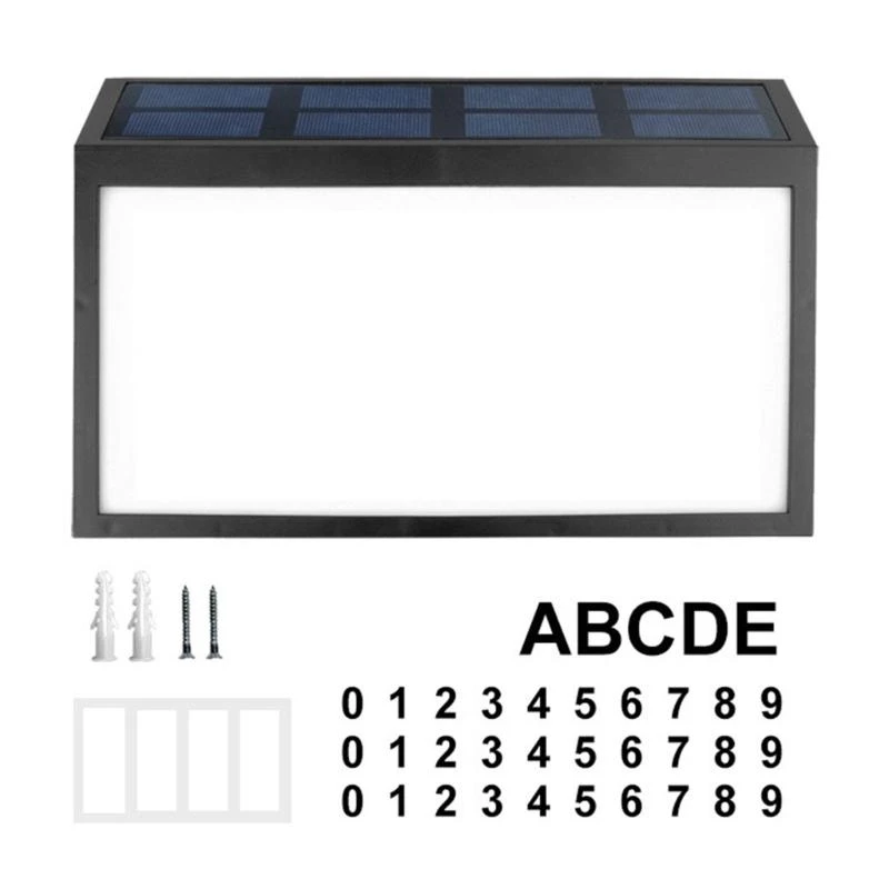 Solar Powered Address Sign Outdoor LED Address Sign Lamp Outdoor Address Number