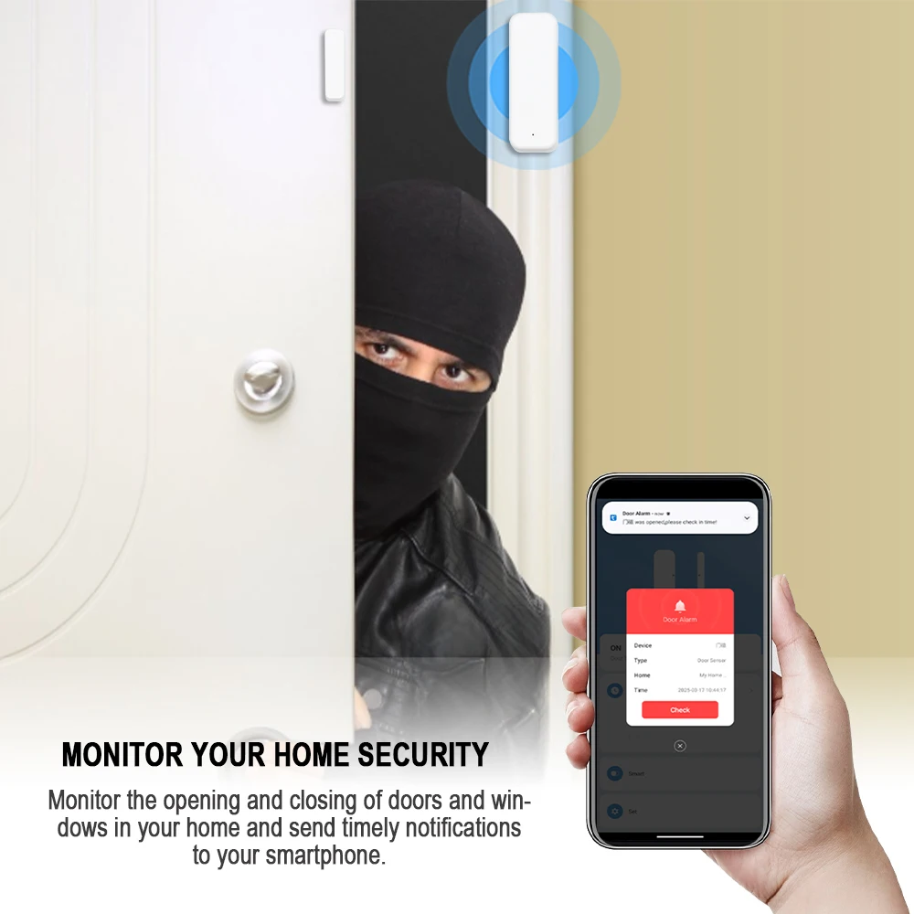 Tuya Smart WiFi Door Sensor Smart Home Open Close Detector Smartlife App Control Notification Compatible with Alexa Google Home