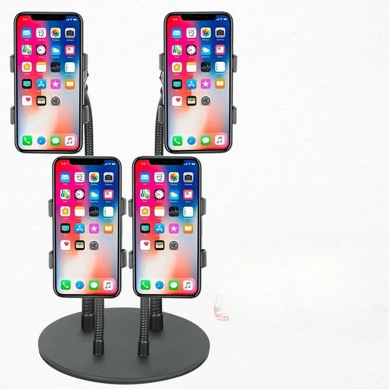 Desktop multi-position mobile phone live broadcast bracket dual-position dual-head mobile phone bracket filling light overhead