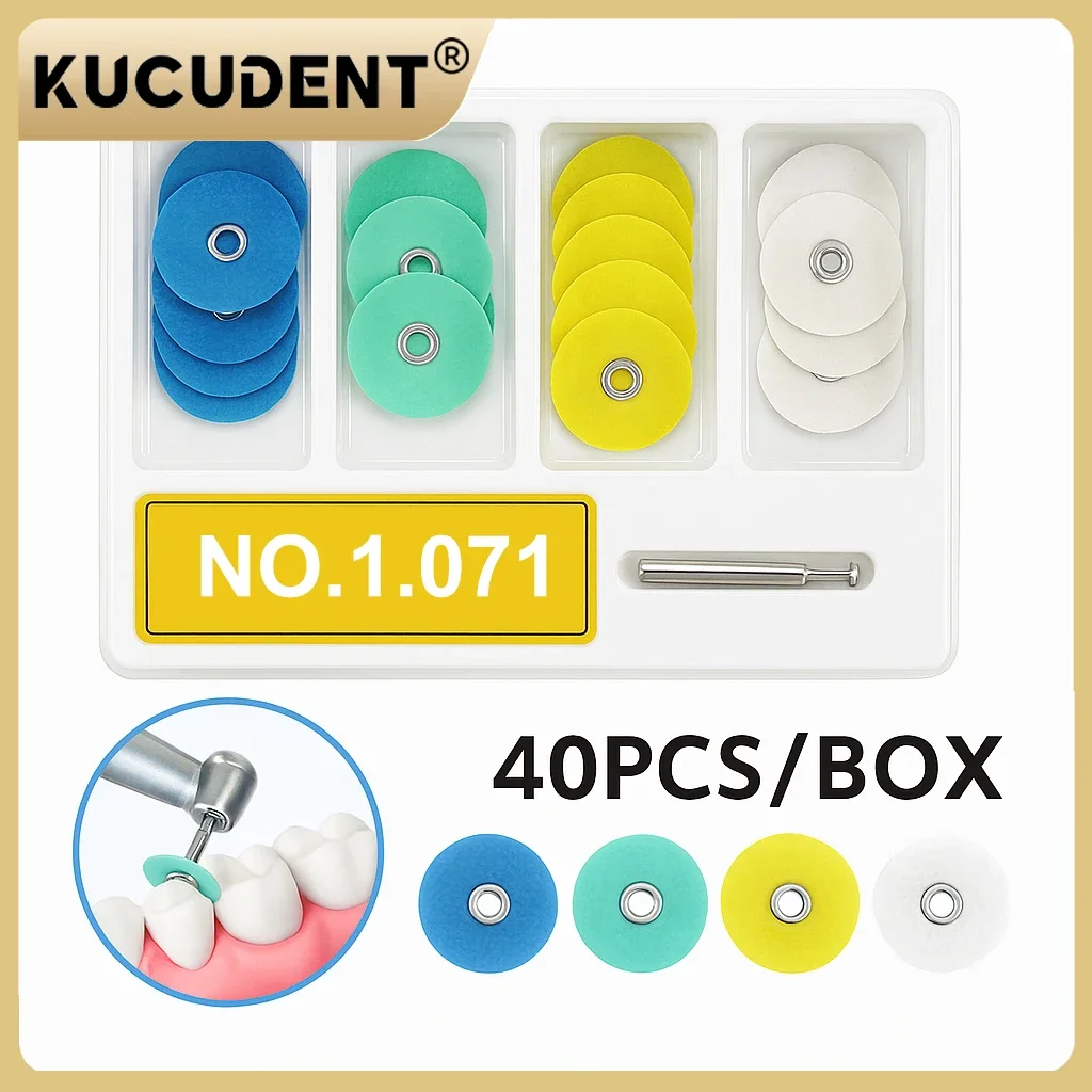 40Pcs/Box Dental Polishing Discs Kit - Gross Reduction & Contouring Mandrel Discs for Composite Resin & Teeth Whitening