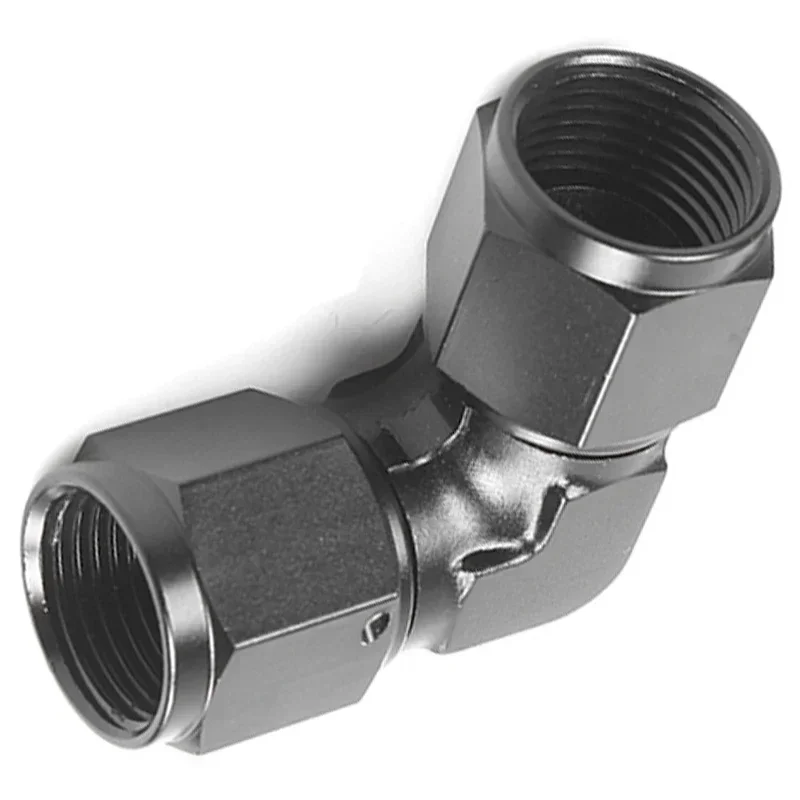 Adaptadores de tubo de rosca hembra a extremo de manguera para línea trenzada, accesorios de manguera de codo giratorio de 90 grados, negro, AN4, AN6, AN8, AN10, AN12, 4 Uds.