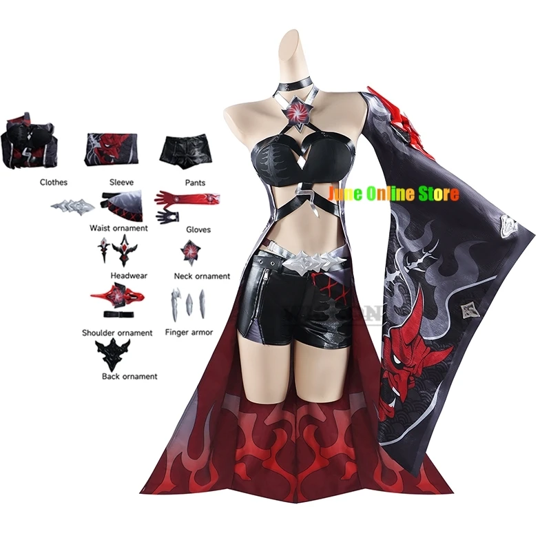 

RED Acheron Cosplay Costume Honkai Star Rail Huang Quan Cosplay red Dress Outfit Halloween Event RolePlay Suit Party Prop Women