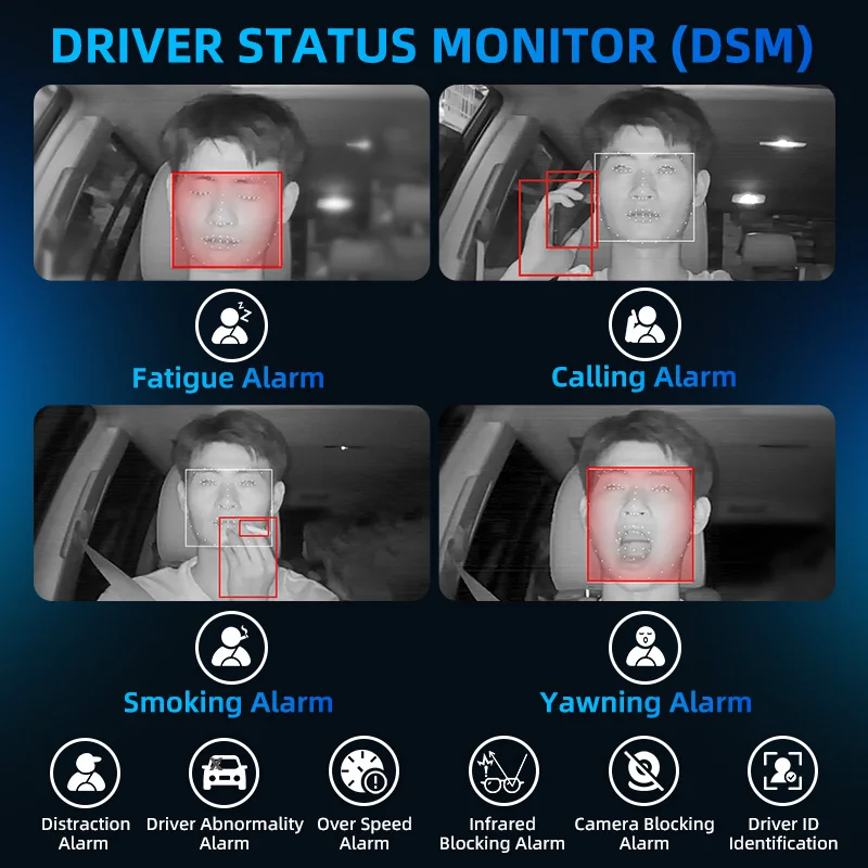 Alwaycare Smart 4G ADAS DMS Dash Cam CMSV6 AI Safety Camera Driver Behavior Monitoring H.265 Remote Tracking Management