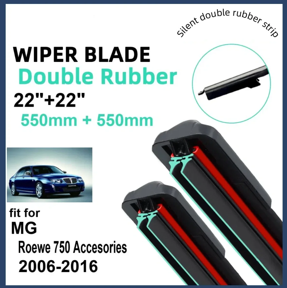 

Car Wiper for MG Roewe 750 Accesories 2006-2016 22" + 22" Front Rear Wiper Blades Brushes Cutter Accessories 2013 2014 2015 2016