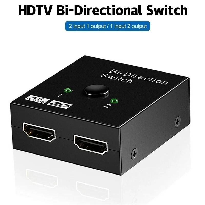 HDMI-compatible Splitter 2 Ports Bi-directional HD-TV Switcher 1 In 2 Out HDTV Converter HDR HDCP For PS4 Pro/4/3 TV Box Adapter