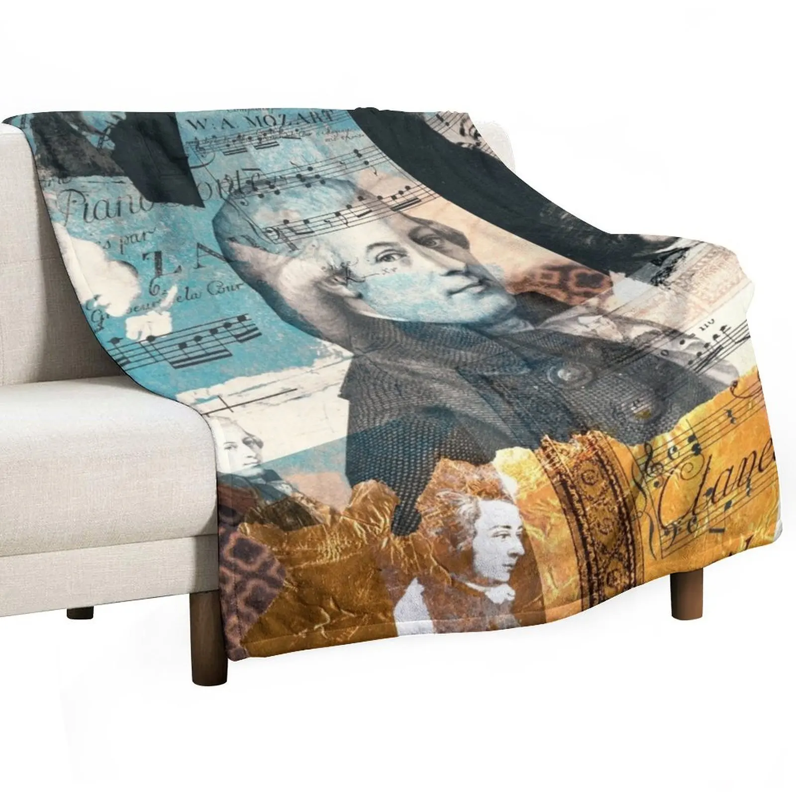 Wolfgang Amadeus Mozart Portrait, Composer Throw Blanket Single Sofa Quilt Hair for sofa Blankets