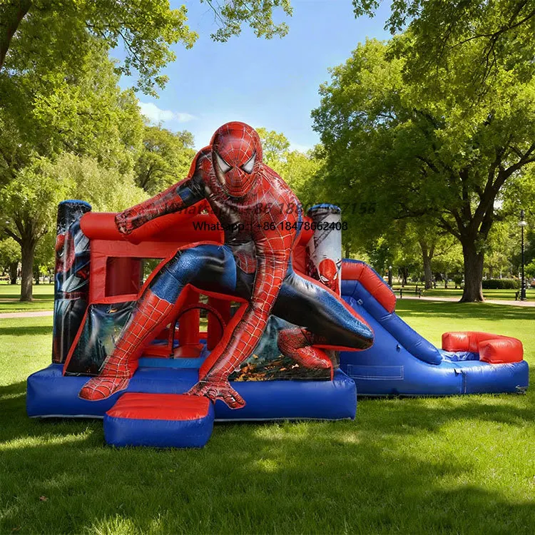 

Коммерческий надувной батут-замок из ПВХ с водной горкой в стиле Человека-паука