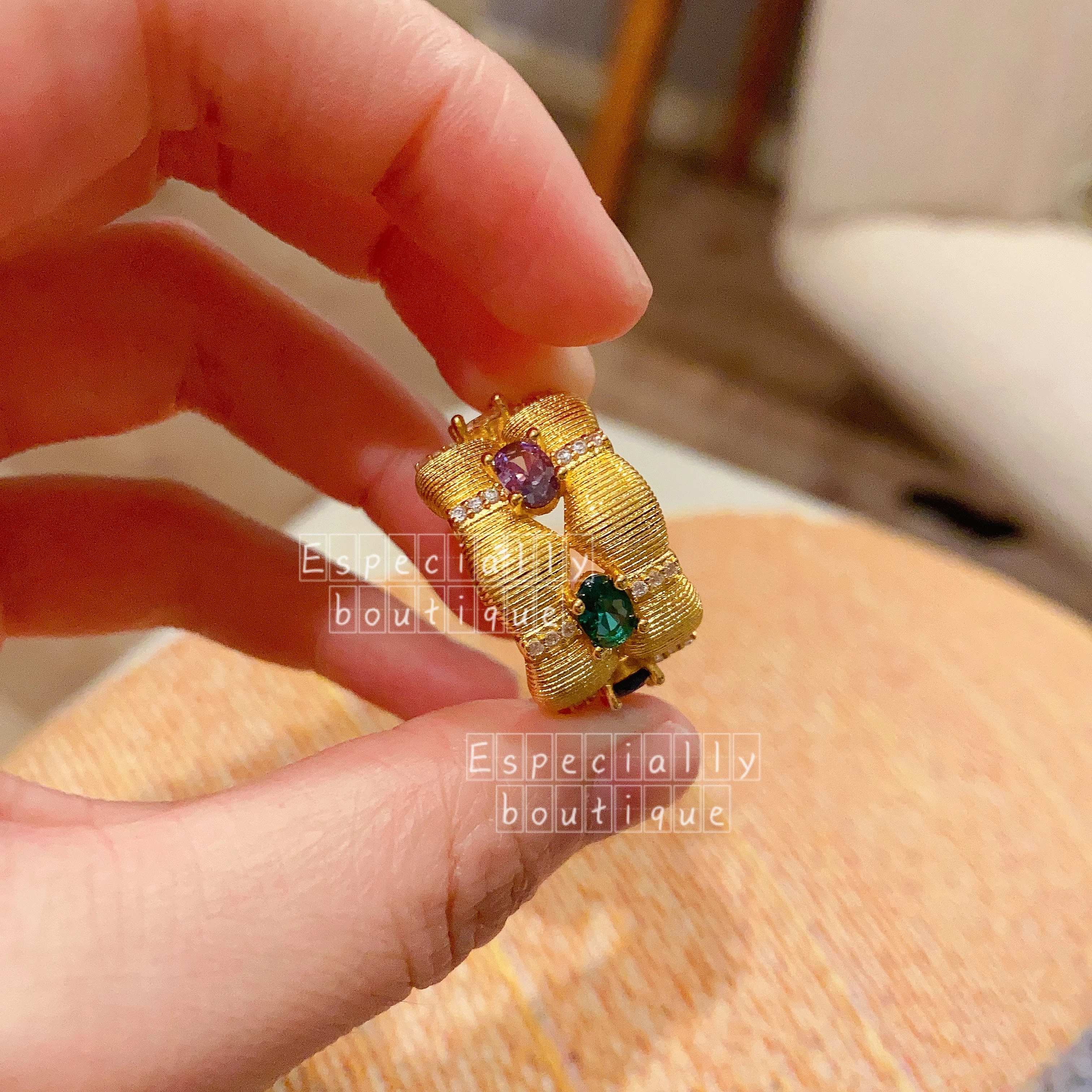 Court vintage Italian COURT square colored zircon opening ring golde baroque retro cuff braceelt for women DUBAI bride JEWELRY