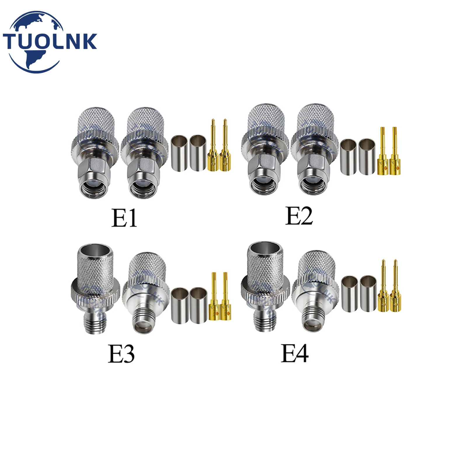 SMA Male RF Connector Plug Crimp SMA Male Female Copper Nickel Plating Crimp Kit for RG8 7DFB LMR400 50-7 wire