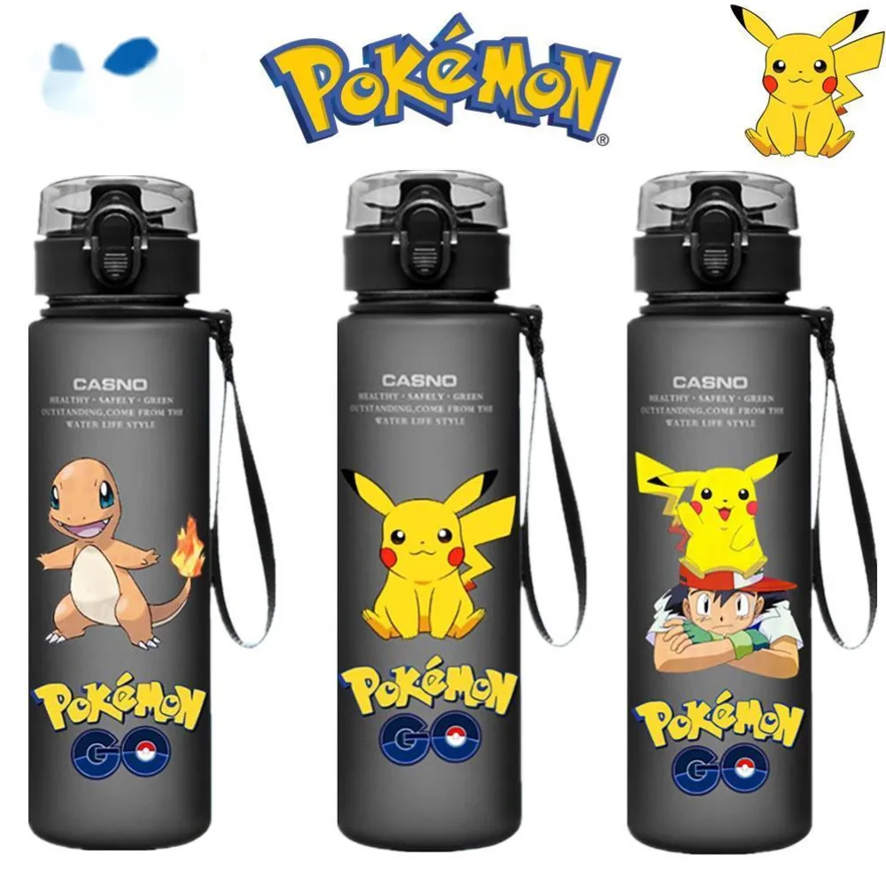 Pokemon 560ML Water Cup Children Portable Plastic Cartoon Kawai Pikachu Adult Outdoor Large Capacity Sports Water Bottle