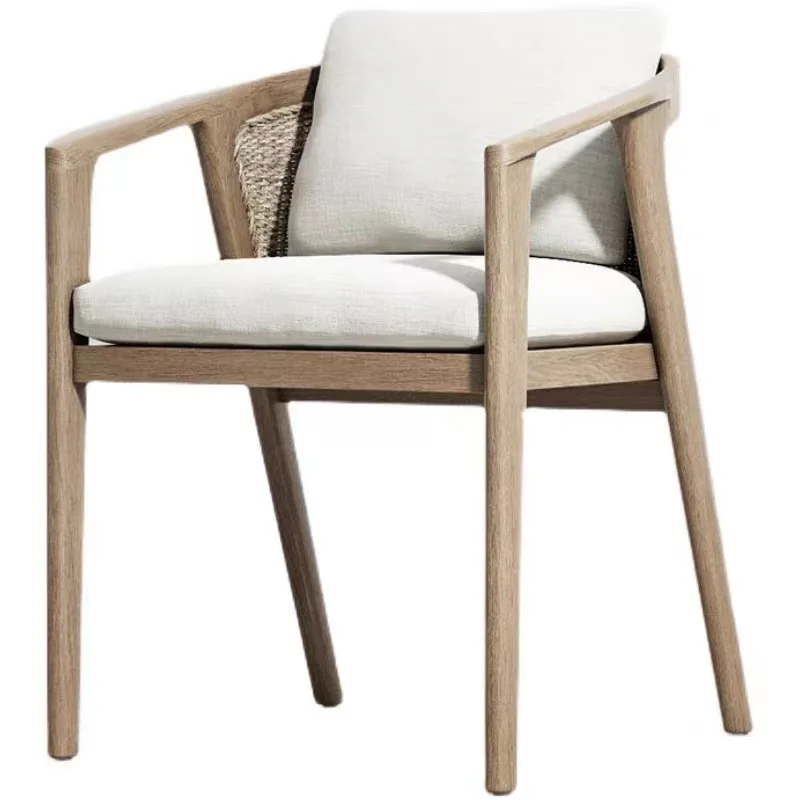 

Customizable outdoor leisure rattan chair courtyard solid wood dining table combination high-end and simple