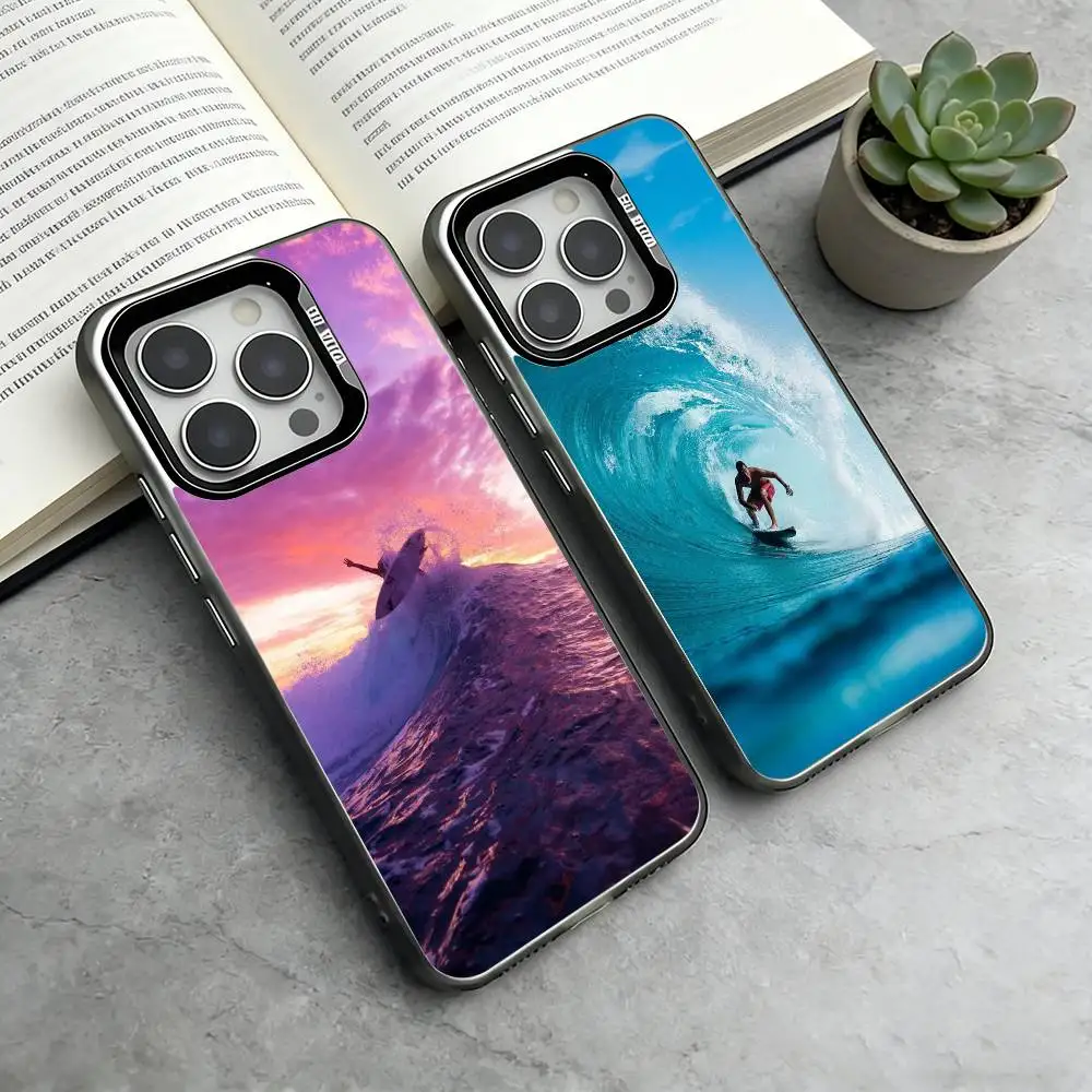 

S-Surfing Phone Case For iPhone 17,16,15,14,13,12,11 Plus,Pro Max,XS,Colorful Silver Phone case Funda Cover