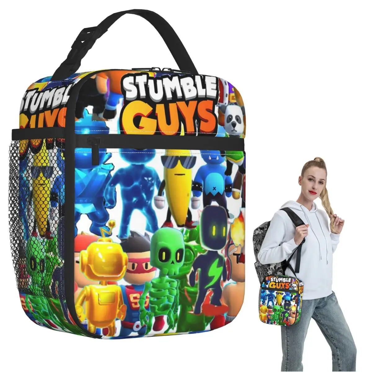 

Classic Stumble Guys Game Insulated Lunch Bag for Women Kids Portable Food Boxes Thermal Lunch Box Tote