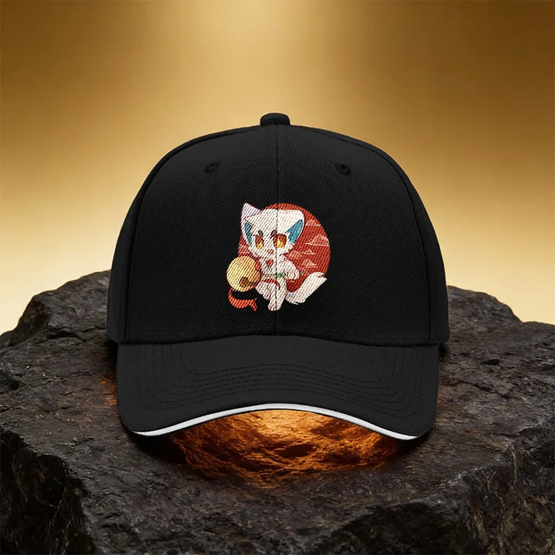 bone-de-beisebol-unissex-estampado-com-gato-branco-de-desenho-animado-e-chapeu-com-sino-bone-esportivo-tipo-aba-curva-ideal-para-o-dia-a-dia-e-atividades-ao-ar-livre