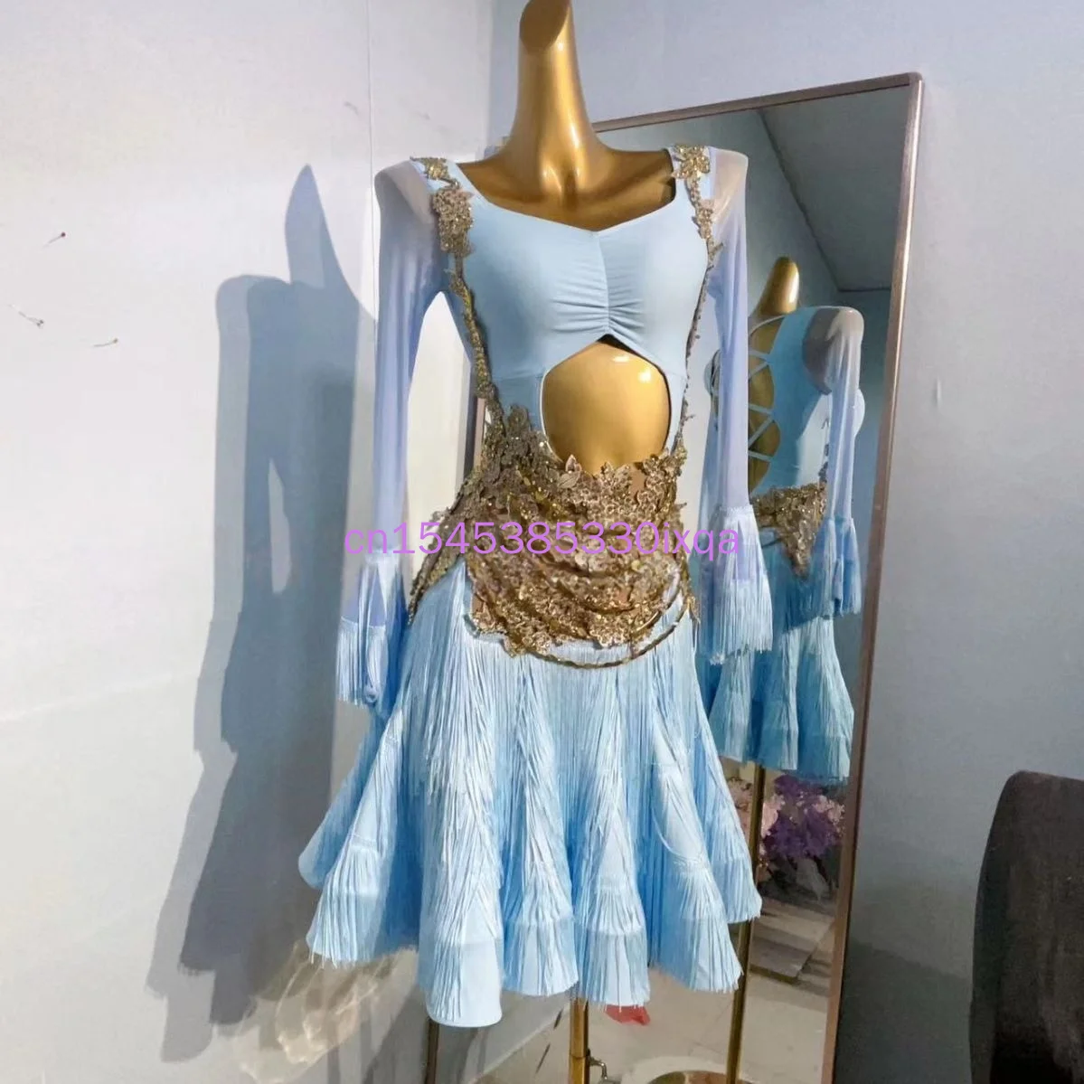 تنورة خصر مفتوحة مخصصة لأداء المسرح الأنثوي، ملابس احترافية، تنورة راقية، رقص لاتيني، تشا تانجو #1