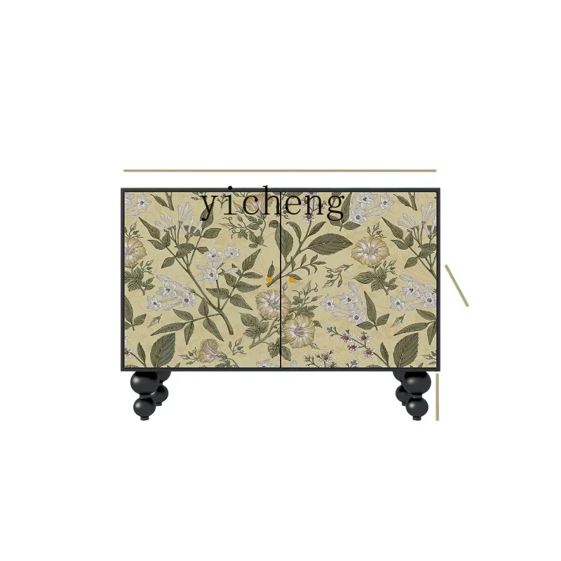 

TQH retro locker flower aisle solid wood dining side cabinet bucket cabinet entry living room entrance cabinet