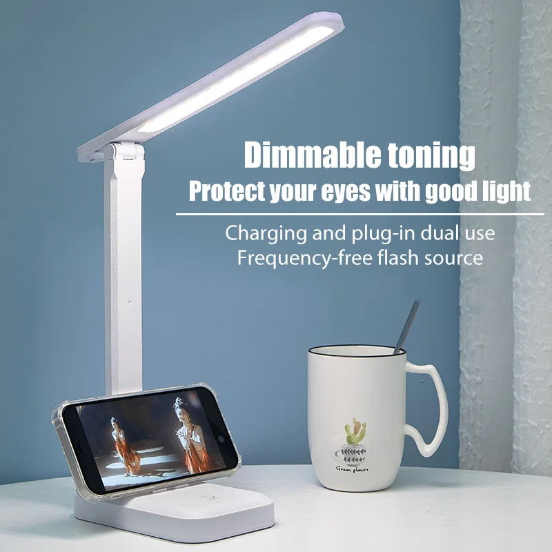 Foldable LED Desk Lamp USB Table Lamp Study Dimmable Office Light Bedside Lamp for Reading Smart Control Brightness Eye Protect