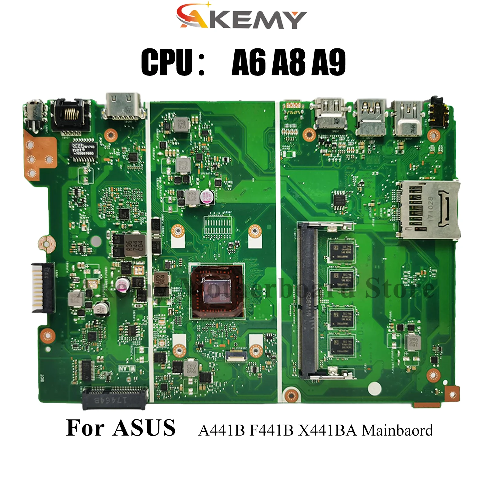 

X441BA Laptop Motherboard For ASUS VivoBook F441B A441B X441B X441BA Notebook Mainboard With A6 A8 A9 CPU tests OK fast shipping