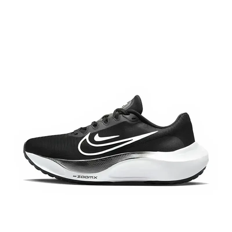 Nike Zoom Fly 5 Men's and Women's Black White Retro Comfortable Cushioned Anti-slip Wear-resistant Breathable Running Shoes