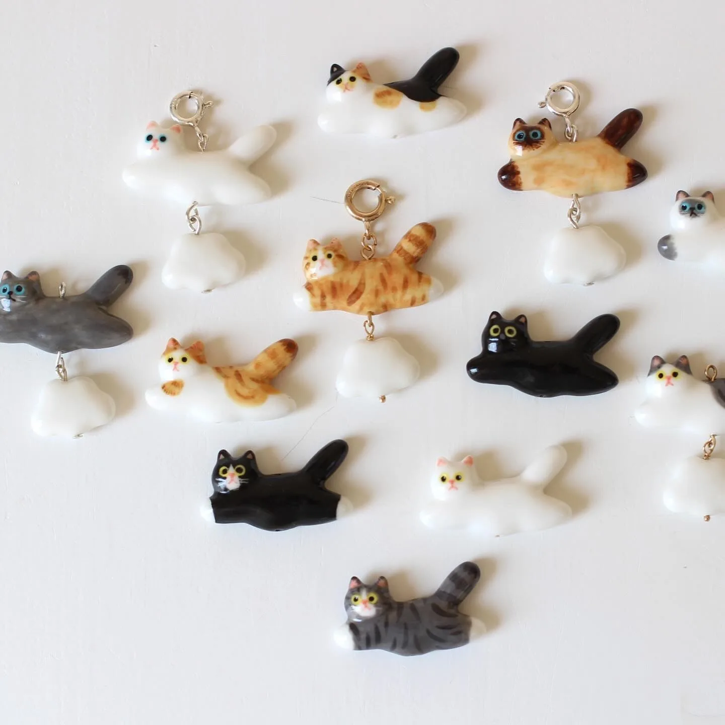 Animal World Pendant Necklace Accessories Rice Bead Basic Cat Cute Clavicle Chain Colored Dripping Copper