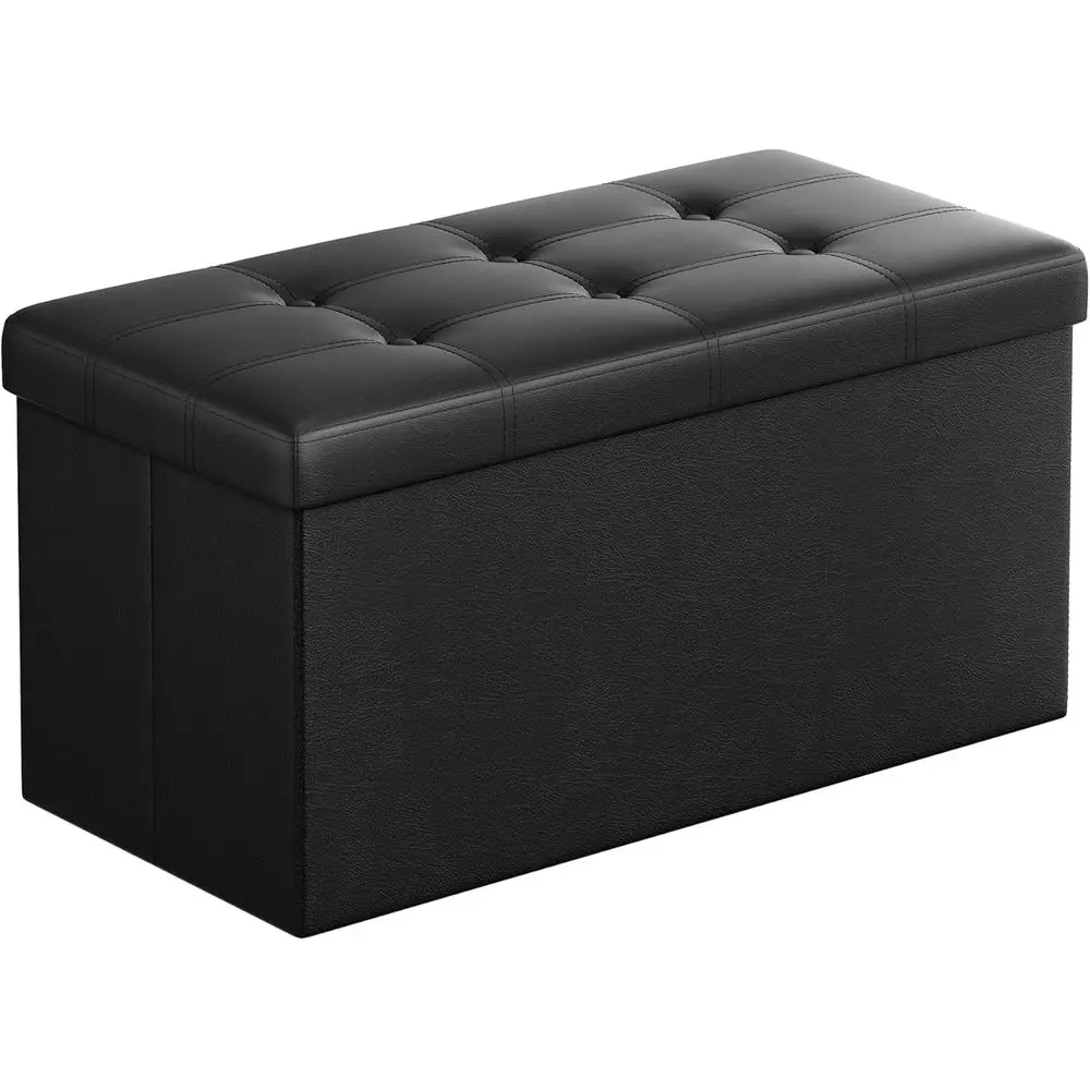 

Банкетка-оттоманка для хранения 30 дюймов, с местом для хранения, подставка для ног, нагрузка до 660 фунтов, для гостиной, из искусственной кожи, черная