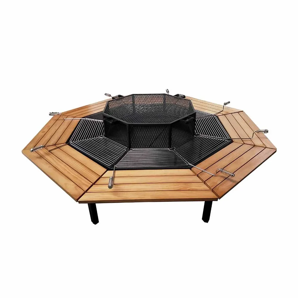 

KingJoy 8 seats Wood Outdoor Barbecue Garden Grills