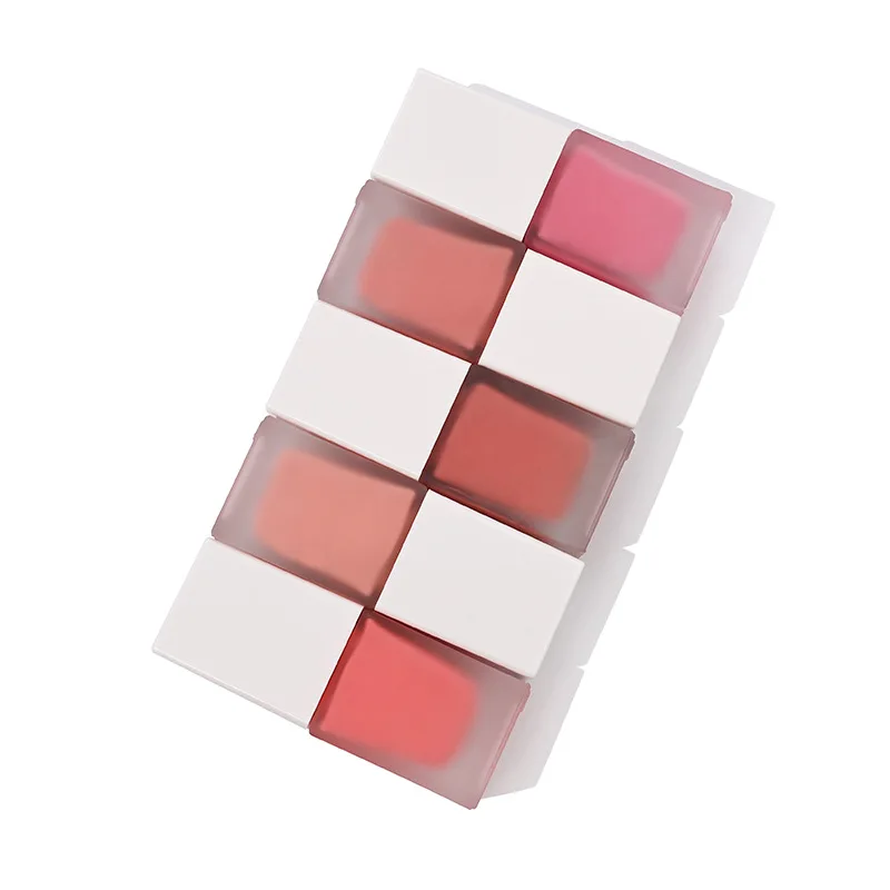 Sem Logo Face Cheek Blush, Velvet Matte Eyeshadow, Face Lip Pigment Maquiagem, Blush Líquido de Água Duradoura, Blush Creme Natural