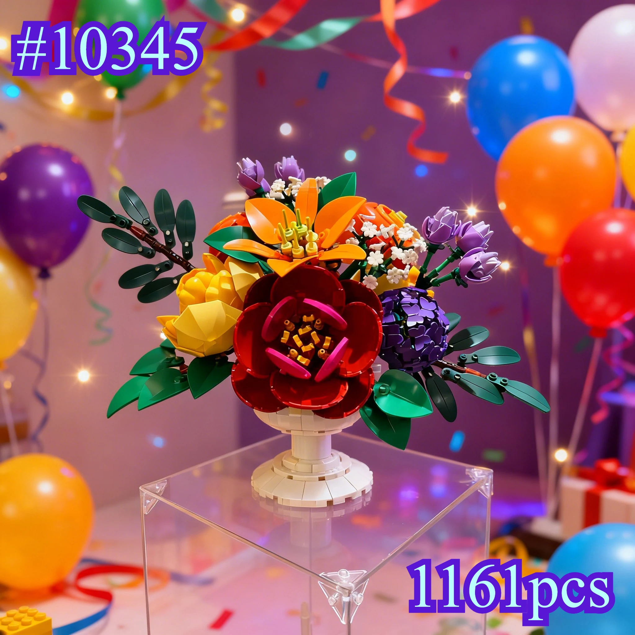 Blumen- und Pflanzendekorationen 10345 Bausteine-Sets, kompatibel mit Legoed-Partikeln, geeignet für Weihnachtsgeschenke, 1161 Stück