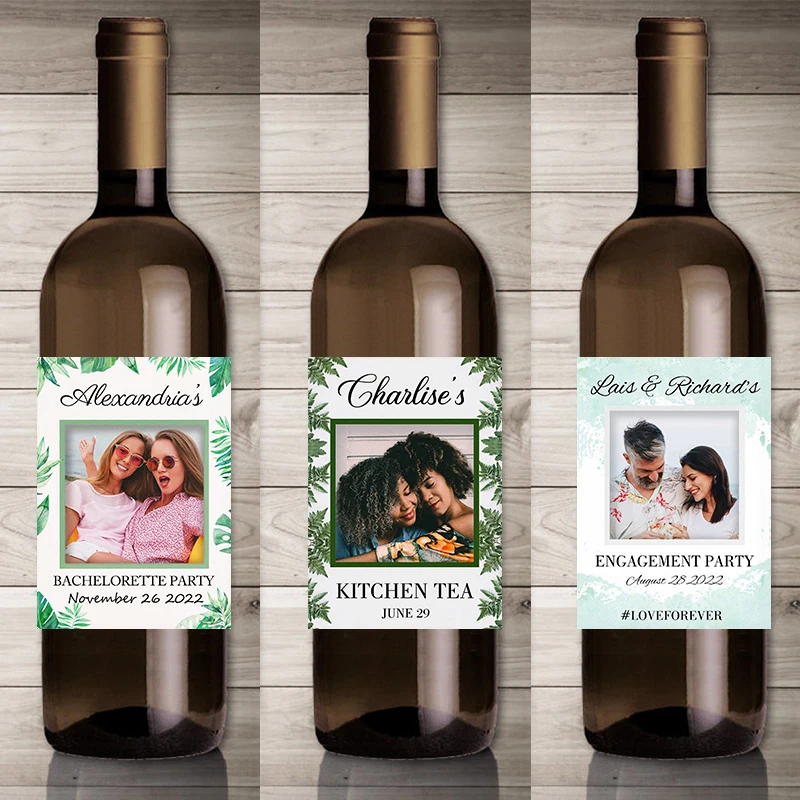 20pcs Personalize Printing Photo Wine Stickers Labels Wedding Custom Stickers Add Your Picture Candy Favors Gift  Bottle Labels