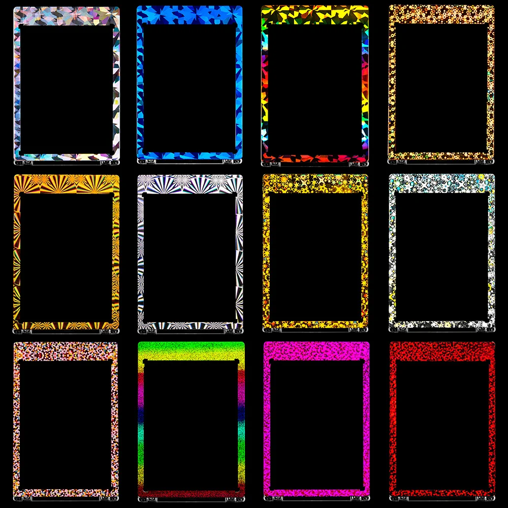 35PT One-Touch Magnetic Card Holder Hard Plastic Trading Card Protector for Baseball Cards Display Case Card Colorful Border