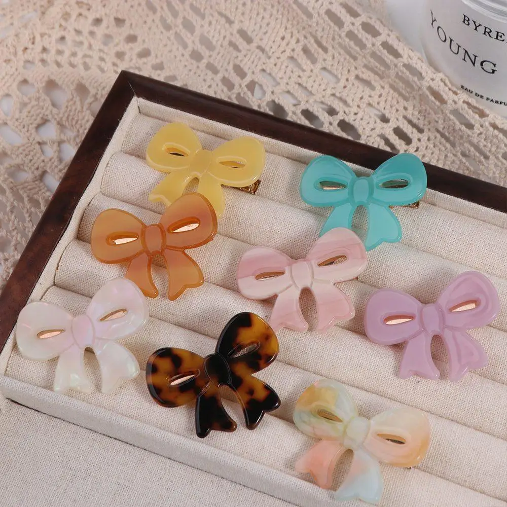 Acetato de ácido acético Duckbill Clip estilo coreano Bow Hairpin clipe de cabelo pequeno Bowknot Headwear Hairpin criativo para meninas