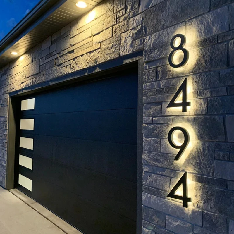 Custom 3D LED House Number Outdoor Waterproof Address Sign for Home Apartment Door Plates LED Lighted House Number Address Plate