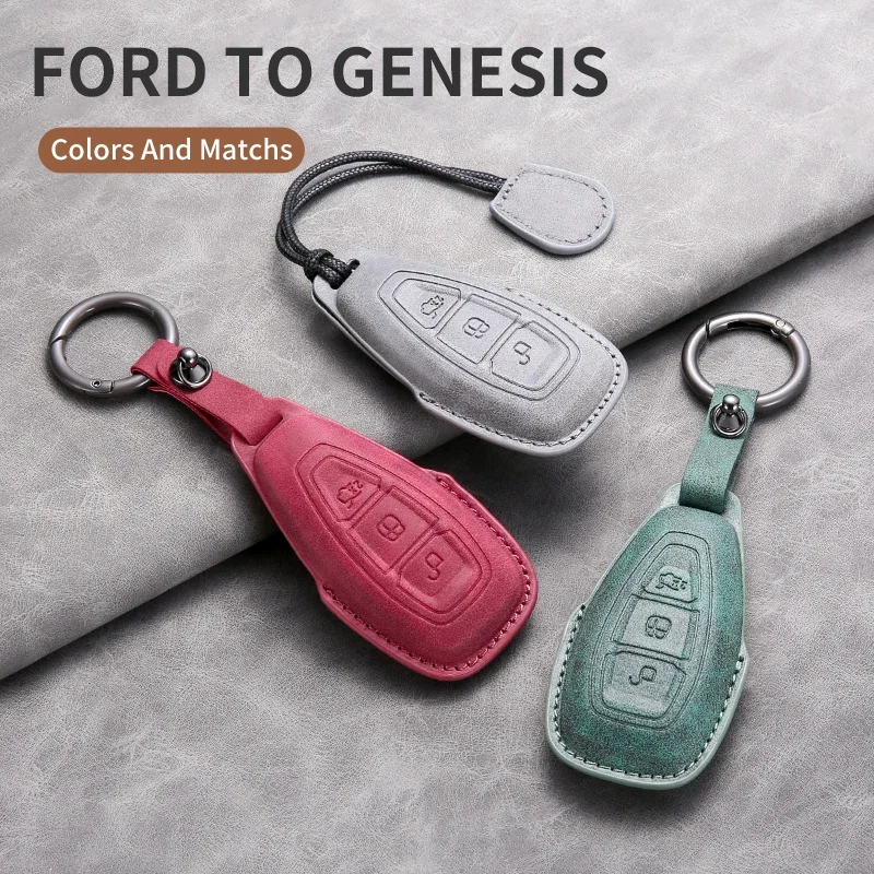 

For Ford To Genesis Car Smart Key Case Cover Key Pack Remote Protection Sleeve Buckle Rope Special Auto Multi Styles Accessories