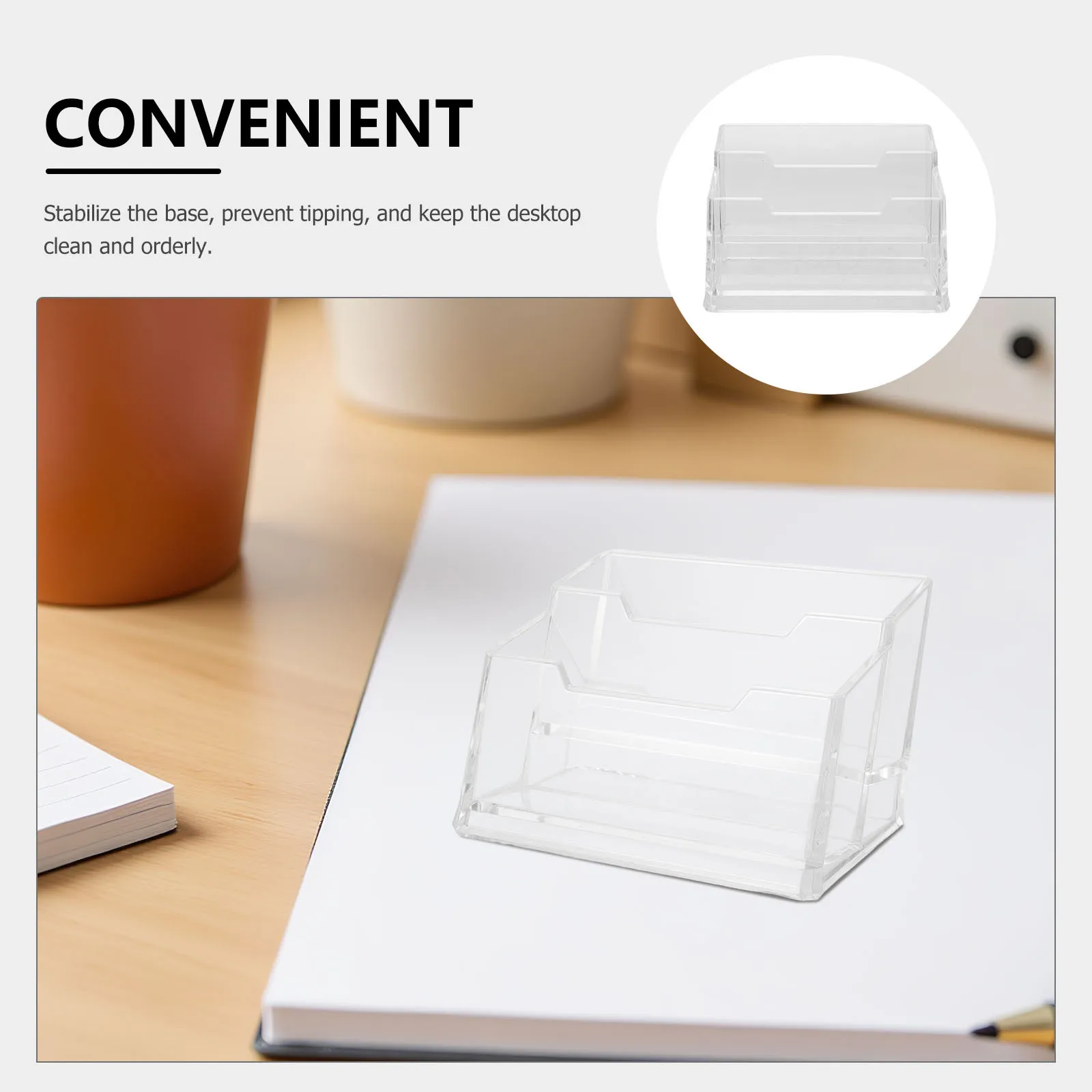 4Pcs Business Card Holder Clear Acrylic Desk Organizer Office Desktop Display Stand Professional Transparent Card Storage Rack